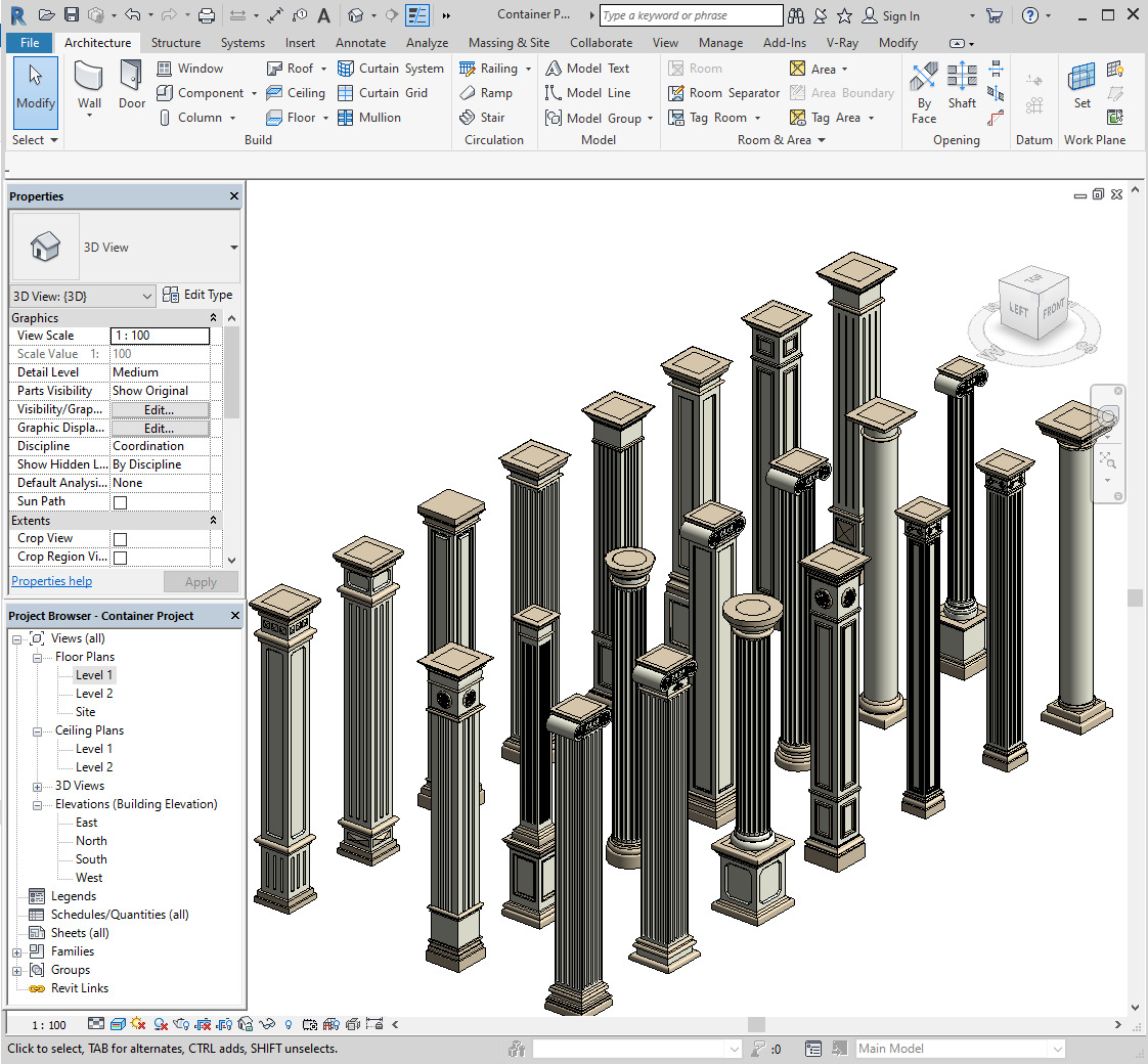 Parametric Classic Columns Family Pack 22 Models for Revit 3D model_1