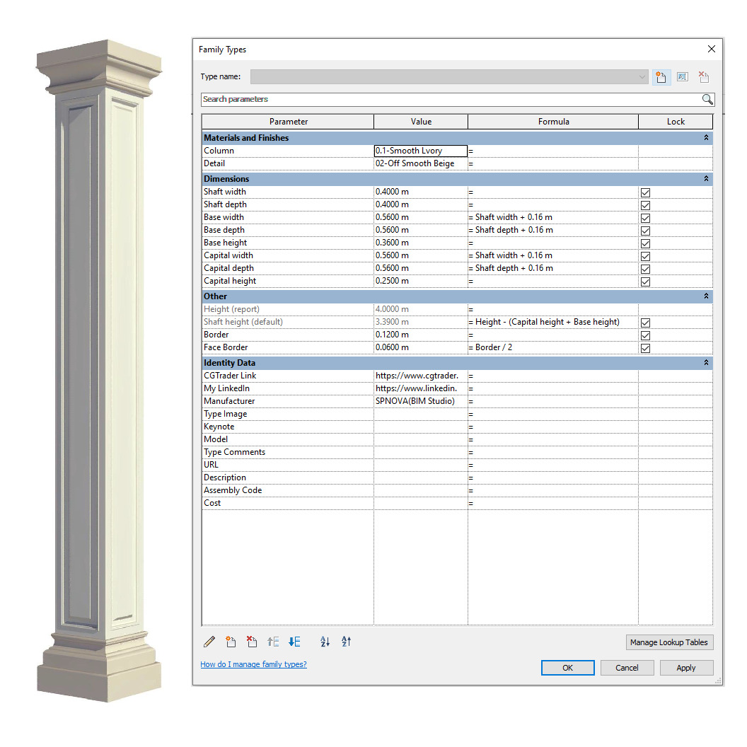 Parametric Classic Columns Family Pack 22 Models for Revit 3D model_17