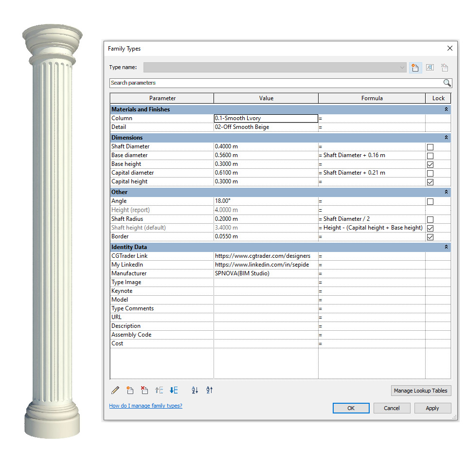 Parametric Classic Columns Family Pack 22 Models for Revit 3D model_24