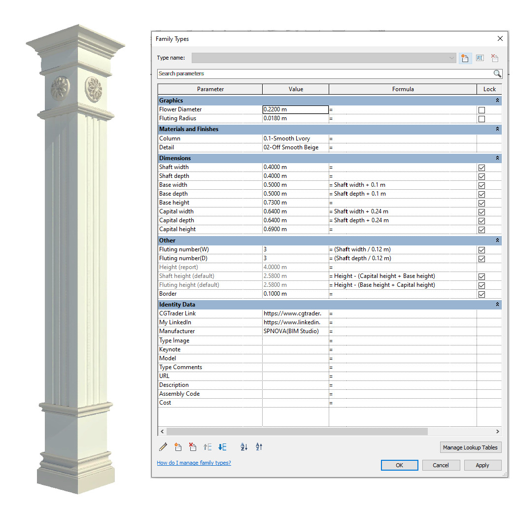 Parametric Classic Columns Family Pack 22 Models for Revit 3D model_14