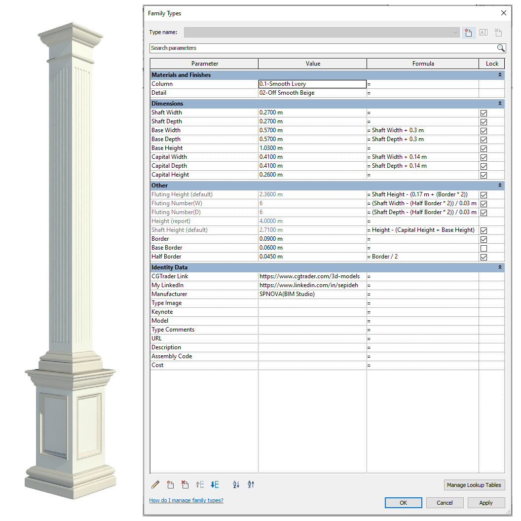 Parametric Classic Columns Family Pack 22 Models for Revit 3D model_8