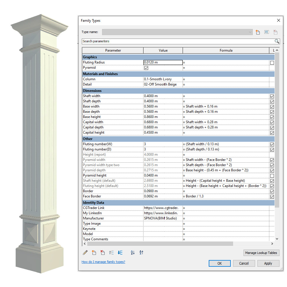 Parametric Classic Columns Family Pack 22 Models for Revit 3D model_22