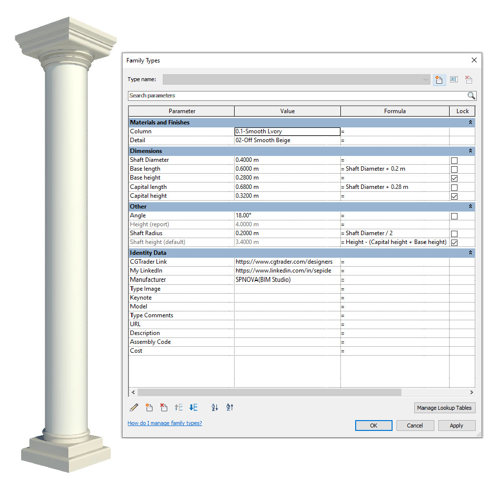 Parametric Classic Columns Family Pack 22 Models for Revit 3D model_29