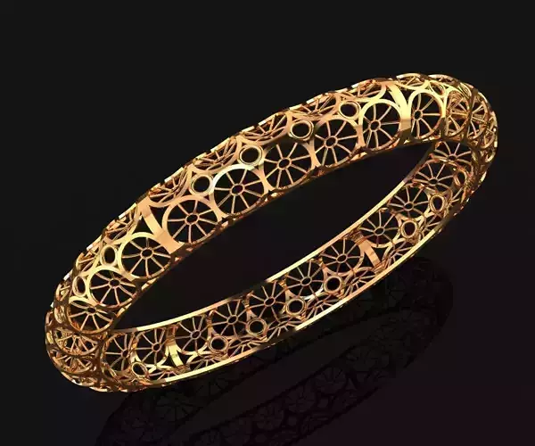 1102 Wheel Pattern Gold Bangle 61MM-10gm