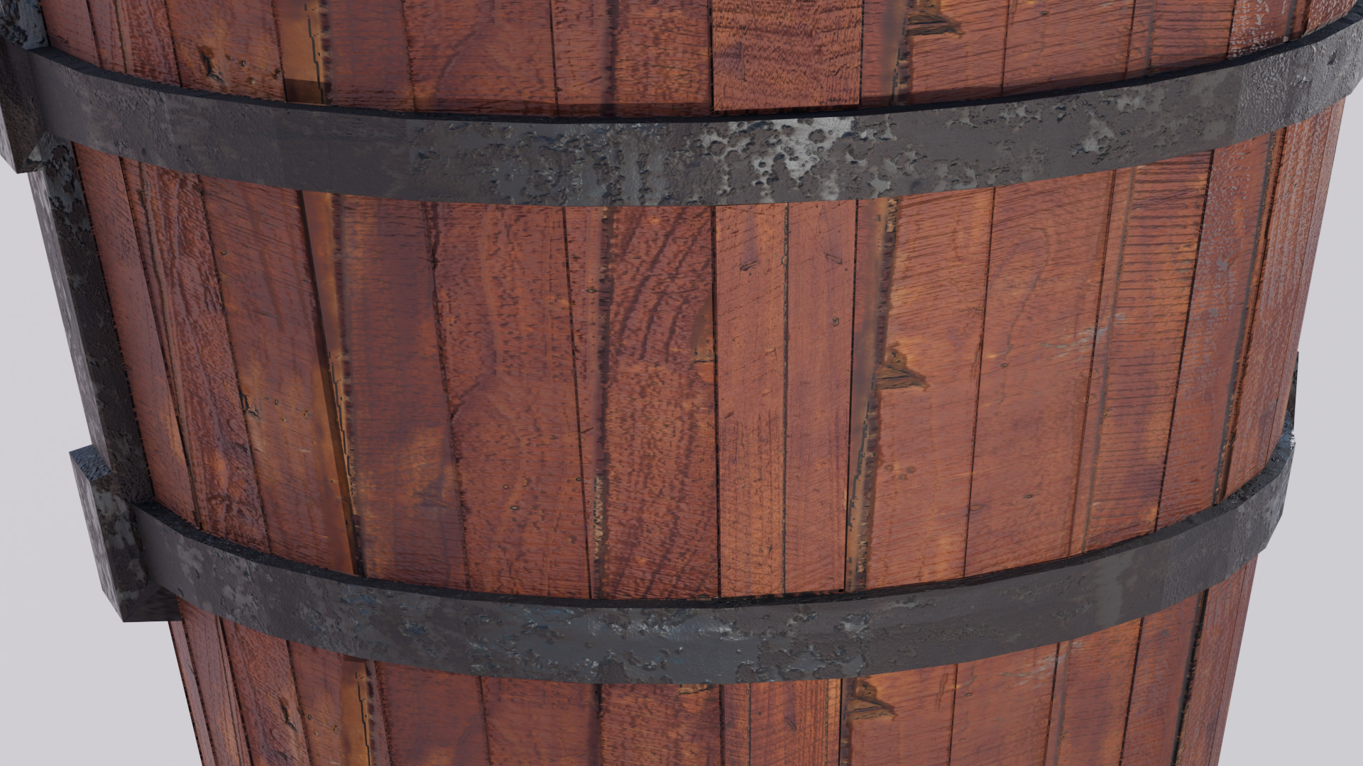 Wooden Bucket rusted Low-poly 3D model_2