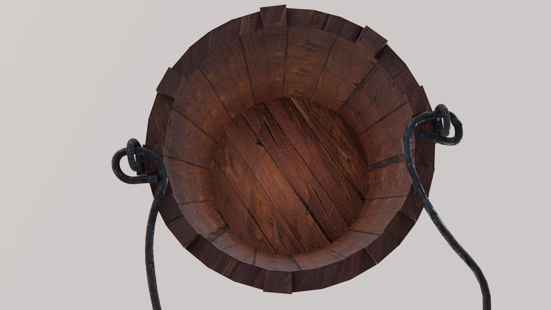 Wooden Bucket rusted Low-poly 3D model_6