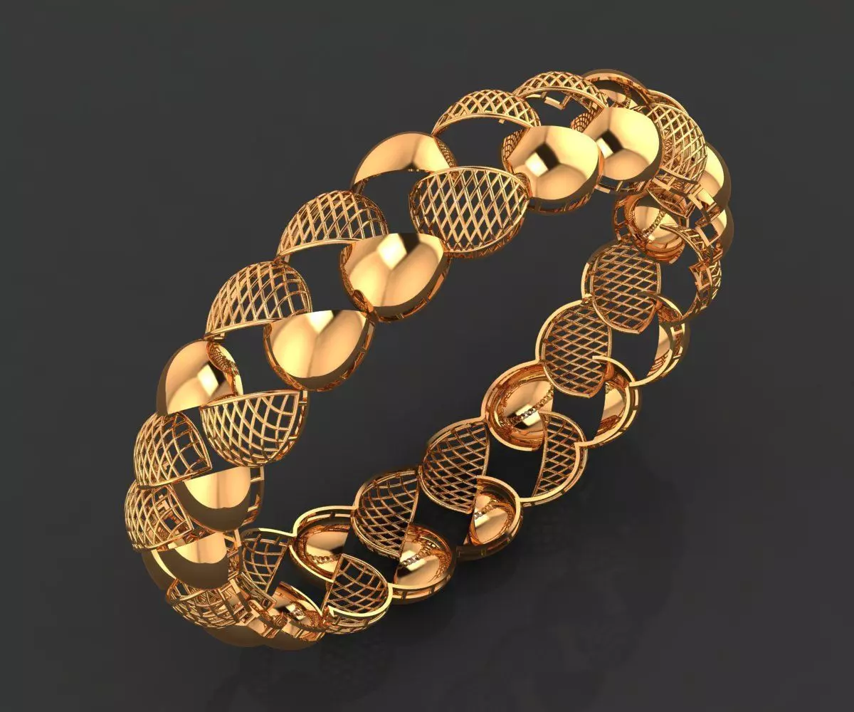 1202 Orb and Lattice Gold Cuff 16gm 3D print model_0