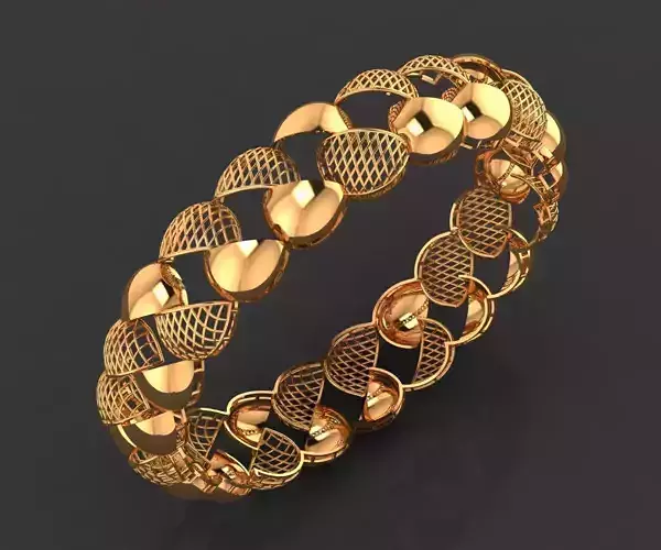 1202 Orb and Lattice Gold Cuff 16gm