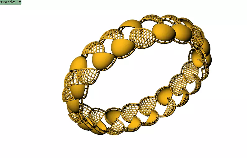 1202 Orb and Lattice Gold Cuff 16gm 3D print model_1