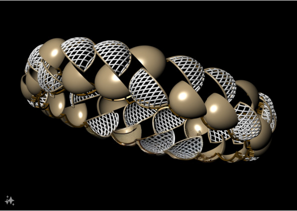 1202 Orb and Lattice Gold Cuff 16gm 3D print model_4