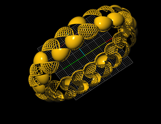 1202 Orb and Lattice Gold Cuff 16gm 3D print model_2
