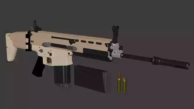 High Quality FN SCAR L 3D Model Game Ready  Low Poly PBR