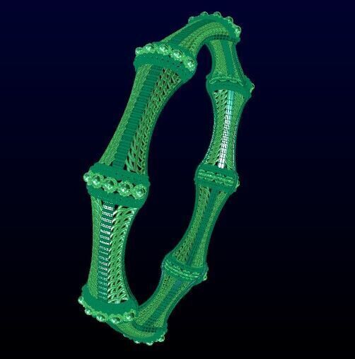 5003 Bamboo Texture Gold Bangle 3D print model_3