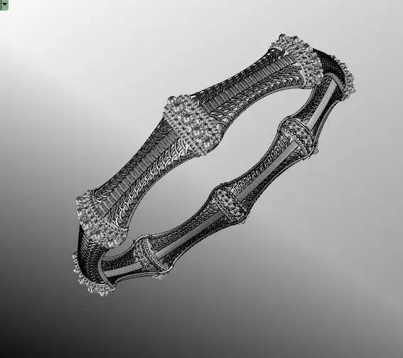 5003 Bamboo Texture Gold Bangle 3D print model_0