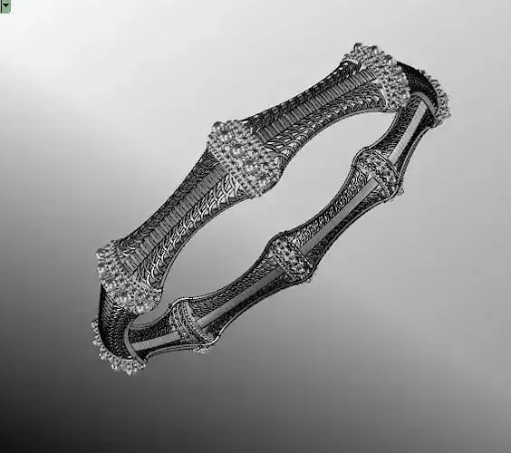 5003 Bamboo Texture Gold Bangle  3D print model