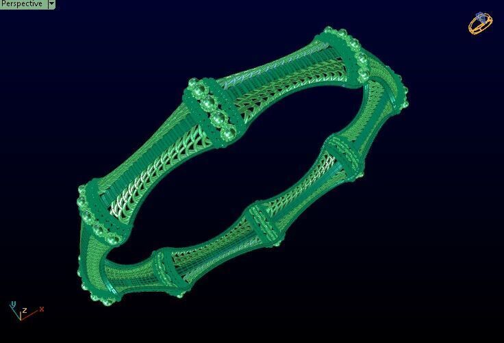 5003 Bamboo Texture Gold Bangle 3D print model_1