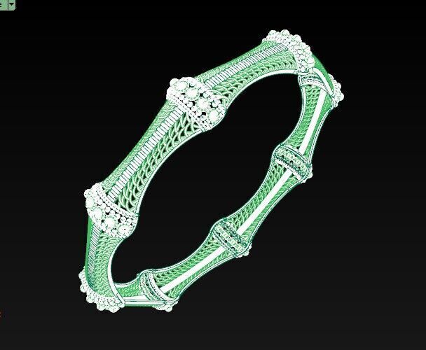 5003 Bamboo Texture Gold Bangle 3D print model_5