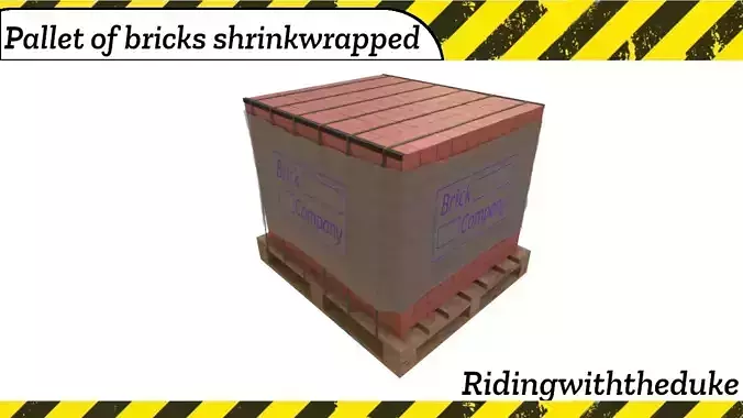 Pallet of bricks shrinkwrapped  Low-poly 3D model