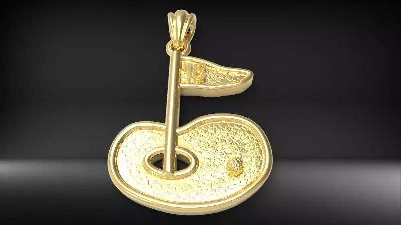 Golf Green with 18th Hole Flag Pendant 3D print model