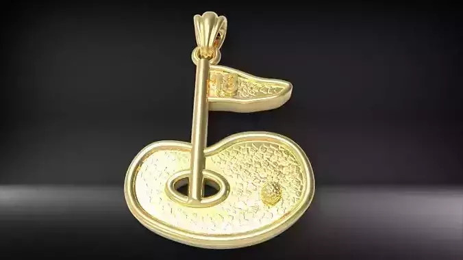 Golf Green with 18th Hole Flag Pendant