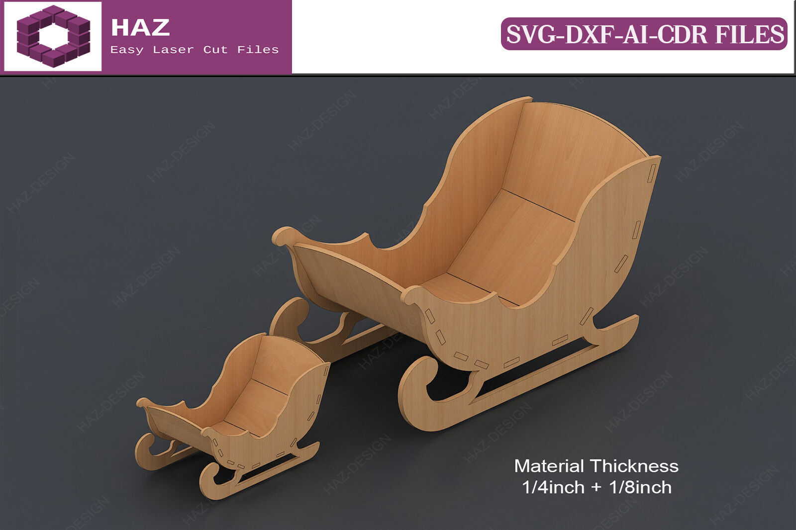 Laser Cut Santa Sleighs 126 3D print model_2