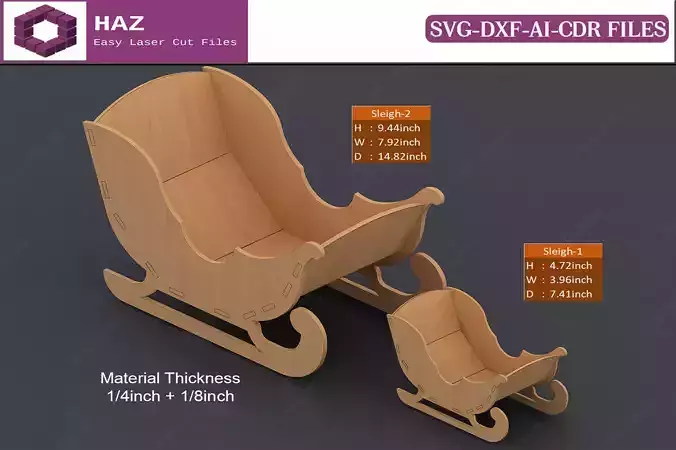 Laser Cut Santa Sleighs 126 3D print model