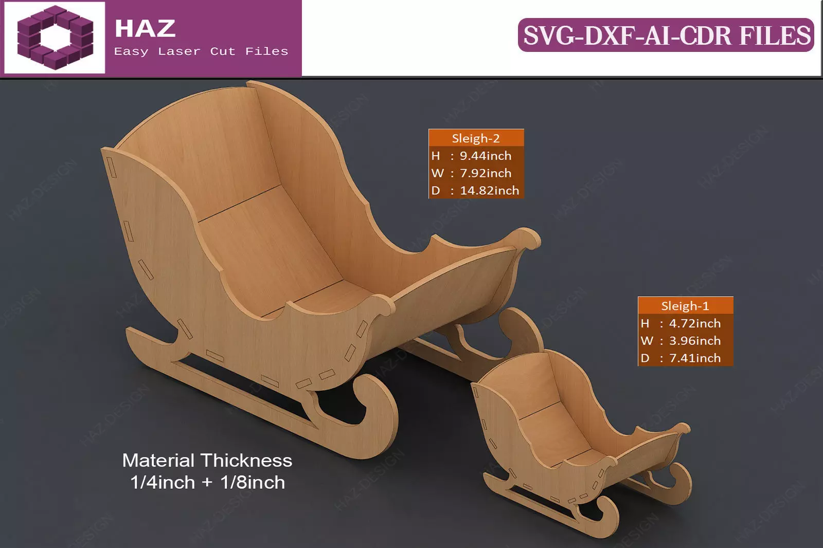Laser Cut Santa Sleighs 126 3D print model_0