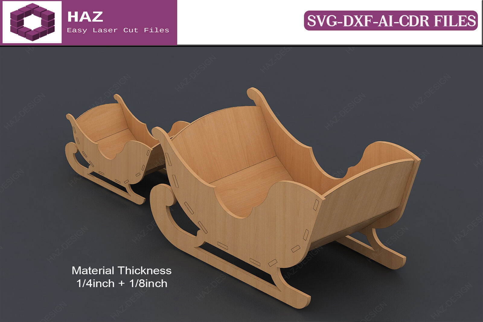 Laser Cut Santa Sleighs 126 3D print model_1