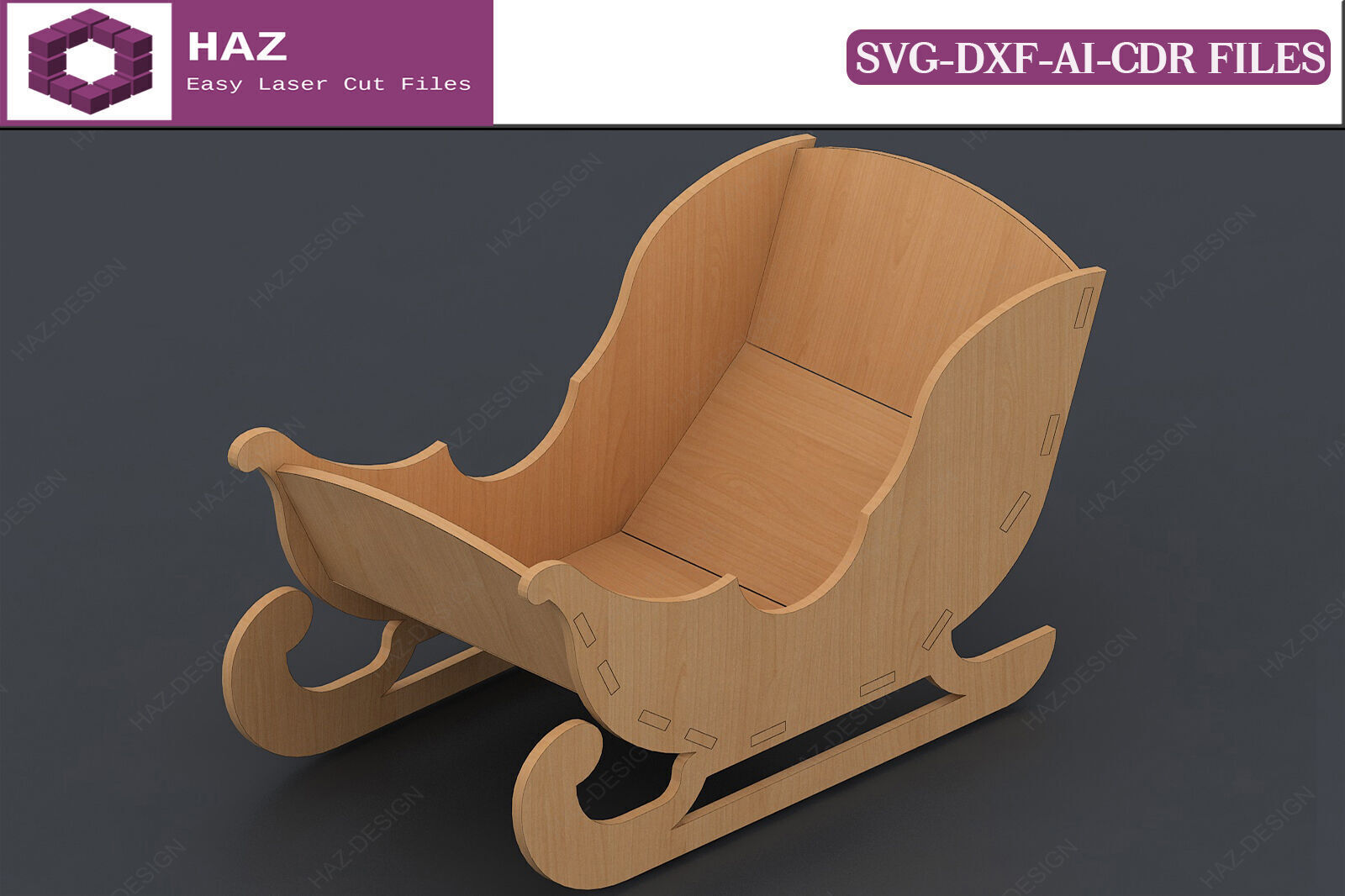 Laser Cut Santa Sleighs 126 3D print model_3