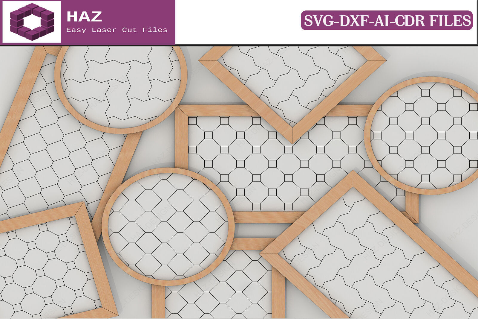 Laser Cut Frame Pattern 130 3D print model_1