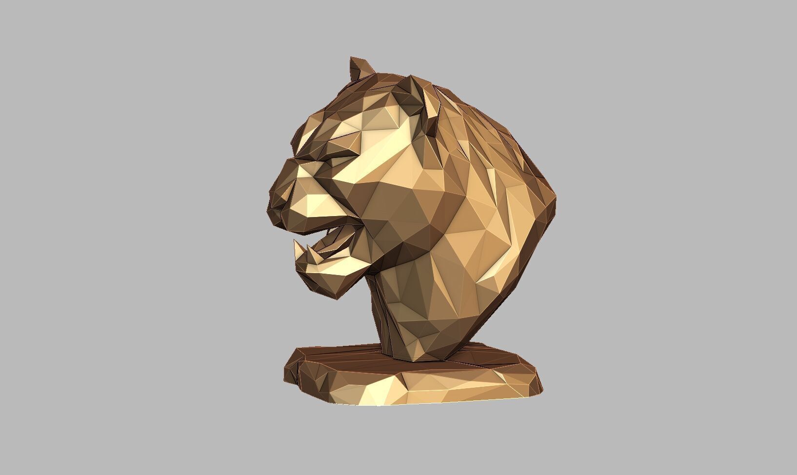 Lion low-poly head Headphone Stand  Cyborg Headset Stand 3D print model_8