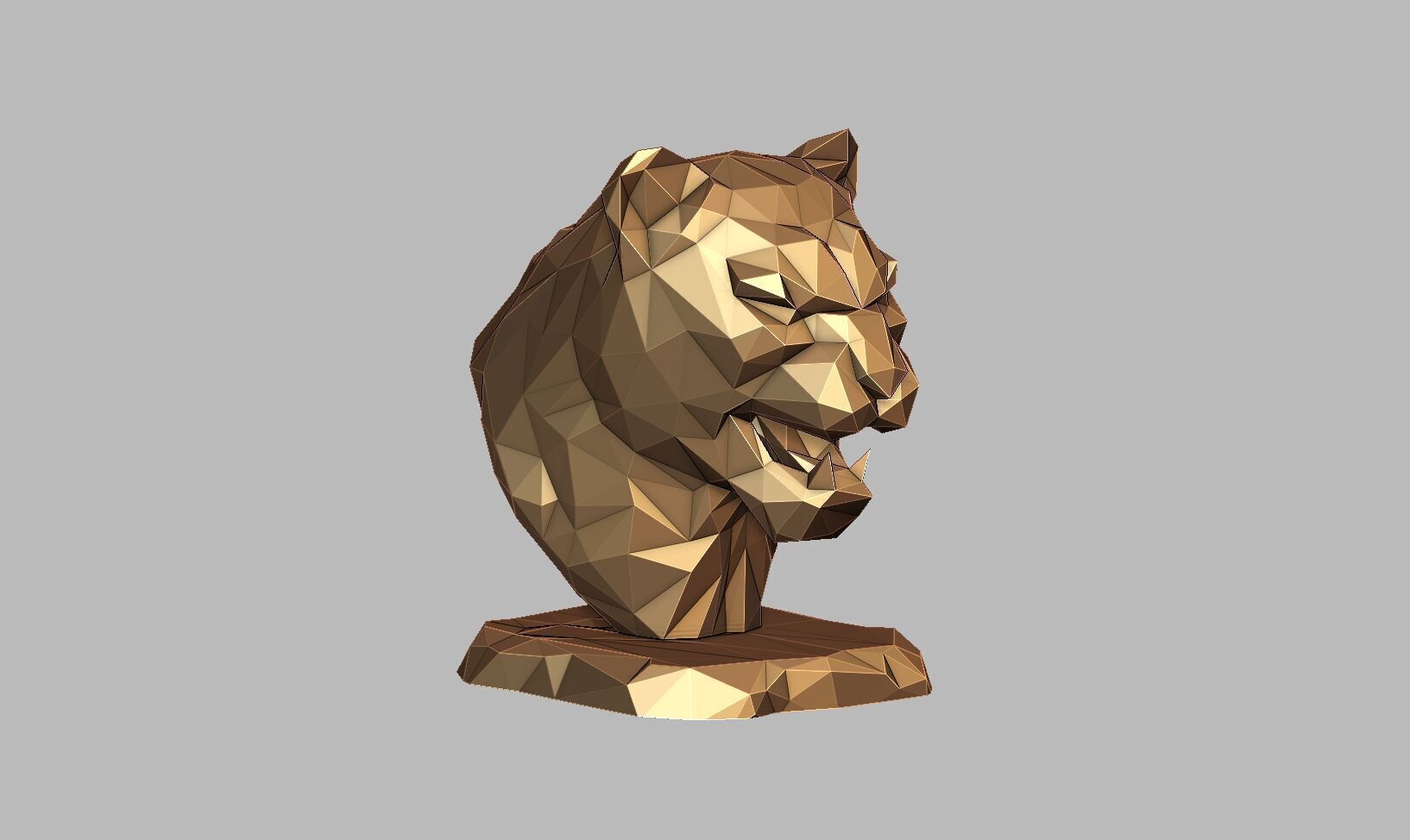 Lion low-poly head Headphone Stand  Cyborg Headset Stand 3D print model_5