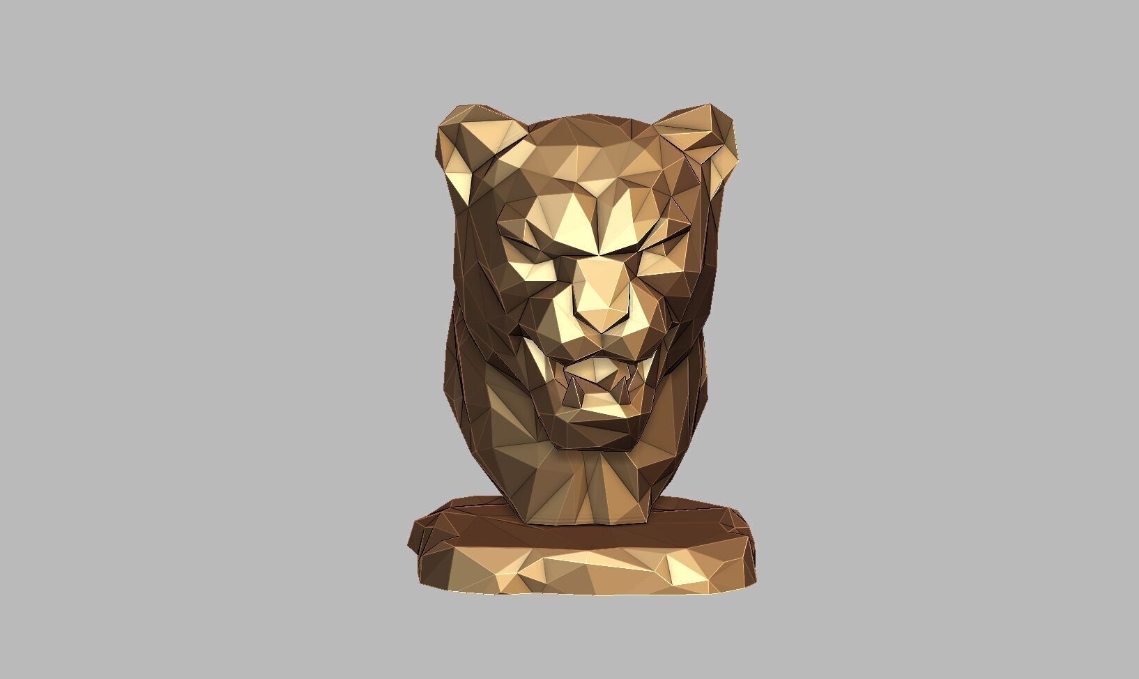 Lion low-poly head Headphone Stand  Cyborg Headset Stand 3D print model_9