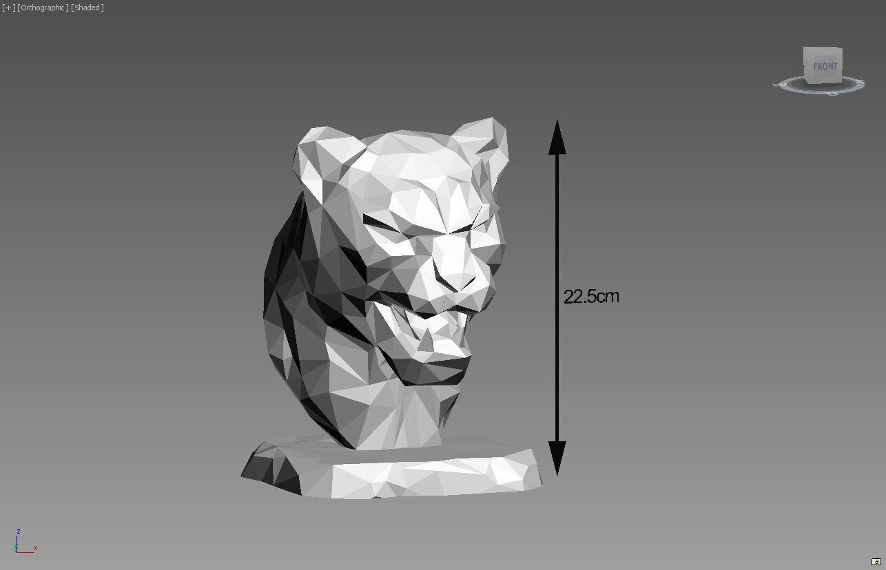 Lion low-poly head Headphone Stand  Cyborg Headset Stand 3D print model_3