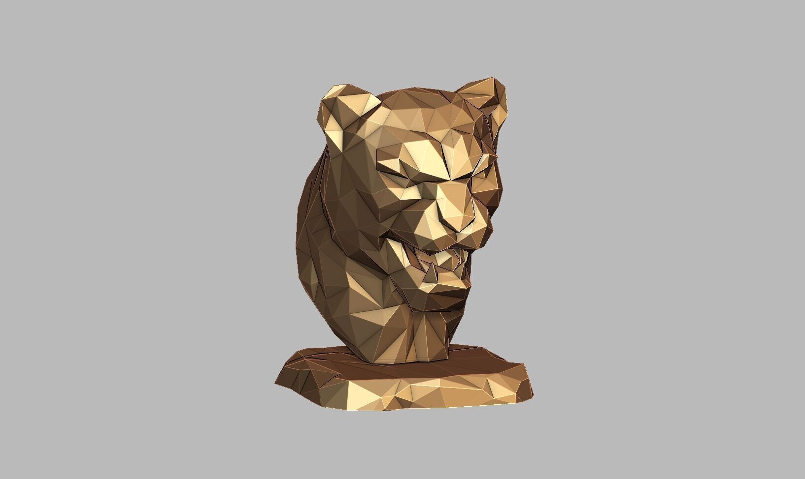 Lion low-poly head Headphone Stand  Cyborg Headset Stand 3D print model_4