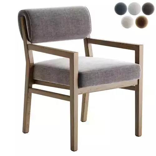Anna Modern Classic Beige Performance Brown Oak Dining Arm Chair