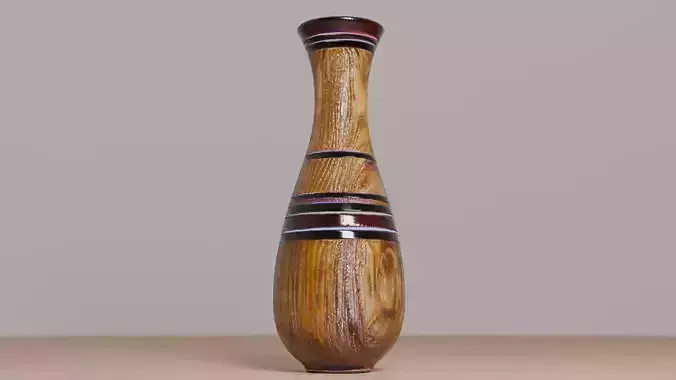 Low-Poly Wooden Vase  Game-Ready 3D Model