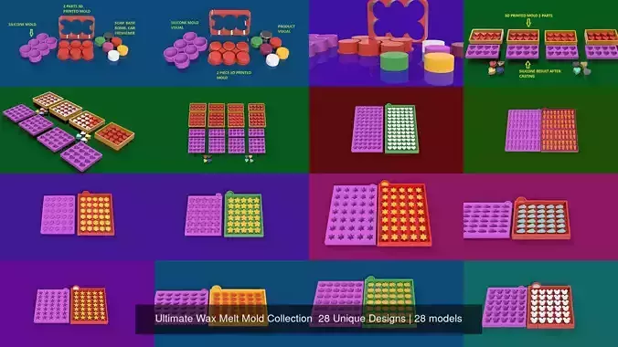 Ultimate Wax Melt Mold Collection  28 Unique Designs 