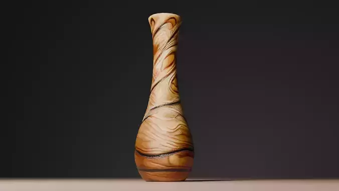 Low-Poly Wooden Vase Game-Ready 3D Model