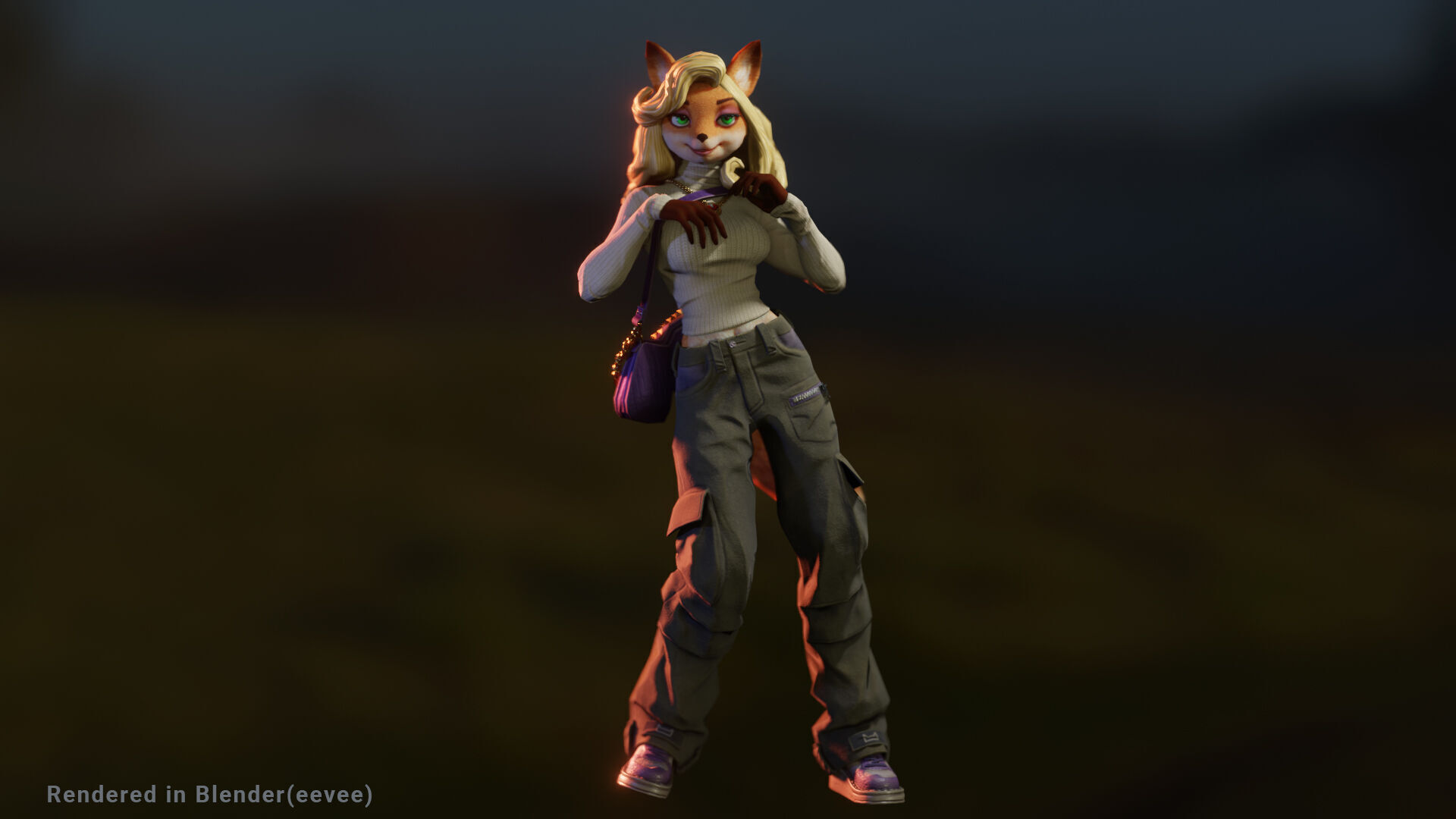 Fox girl Low-poly 3D model_3