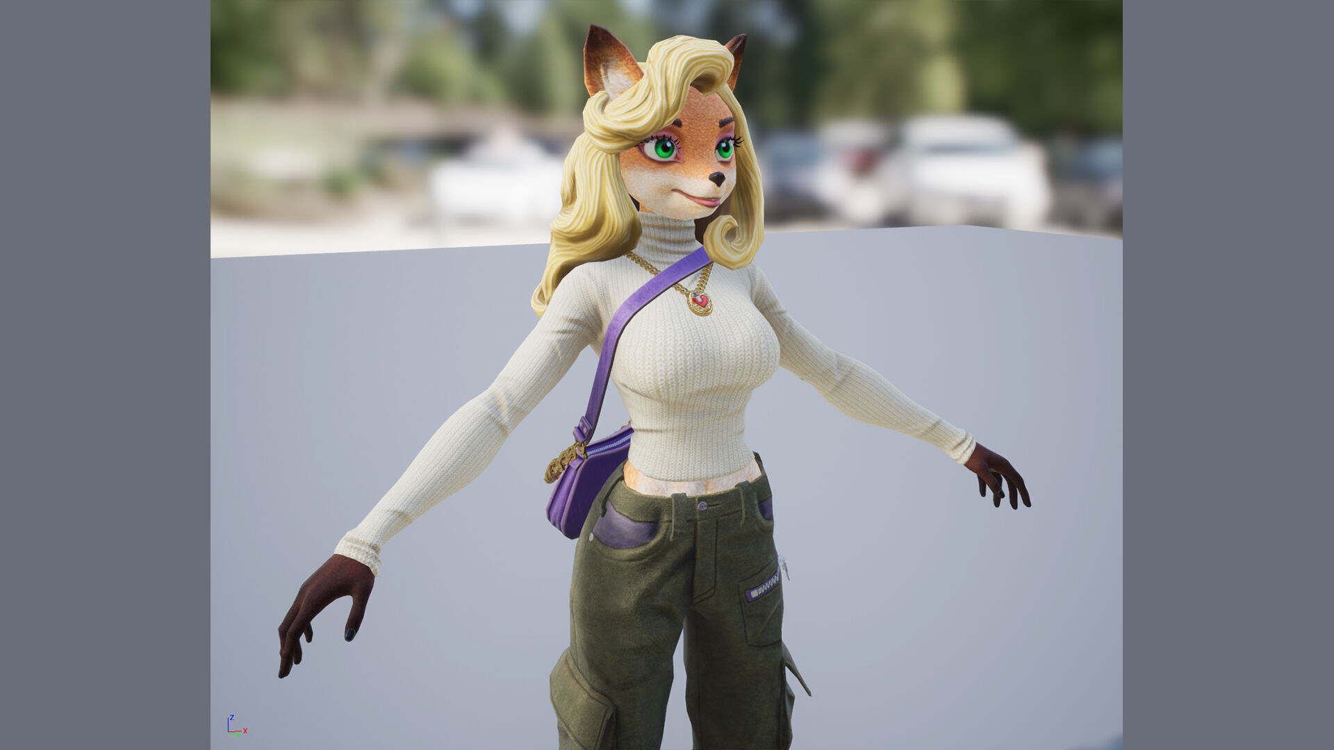 Fox girl Low-poly 3D model_10