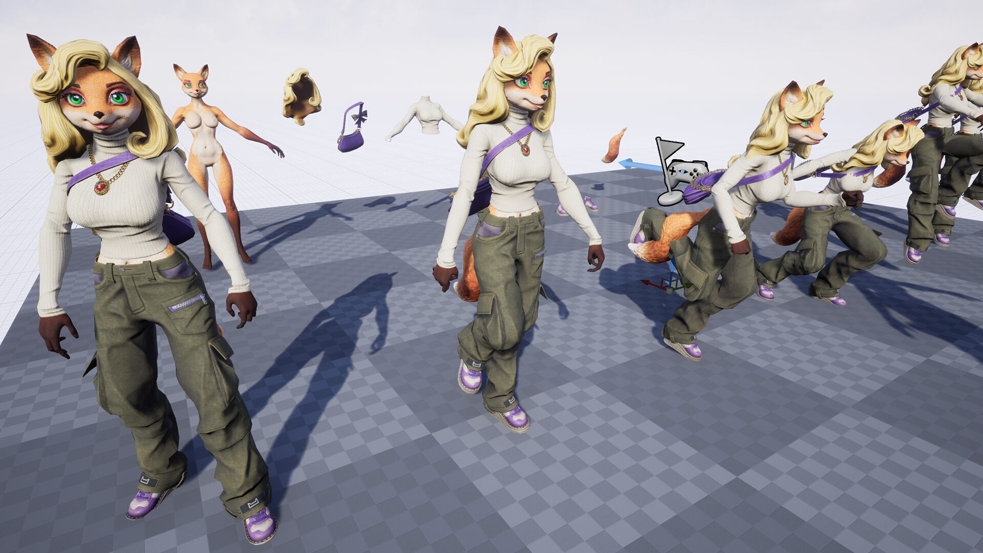 Fox girl Low-poly 3D model_5