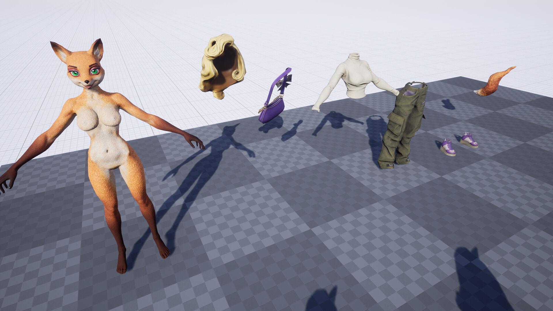 Fox girl Low-poly 3D model_7