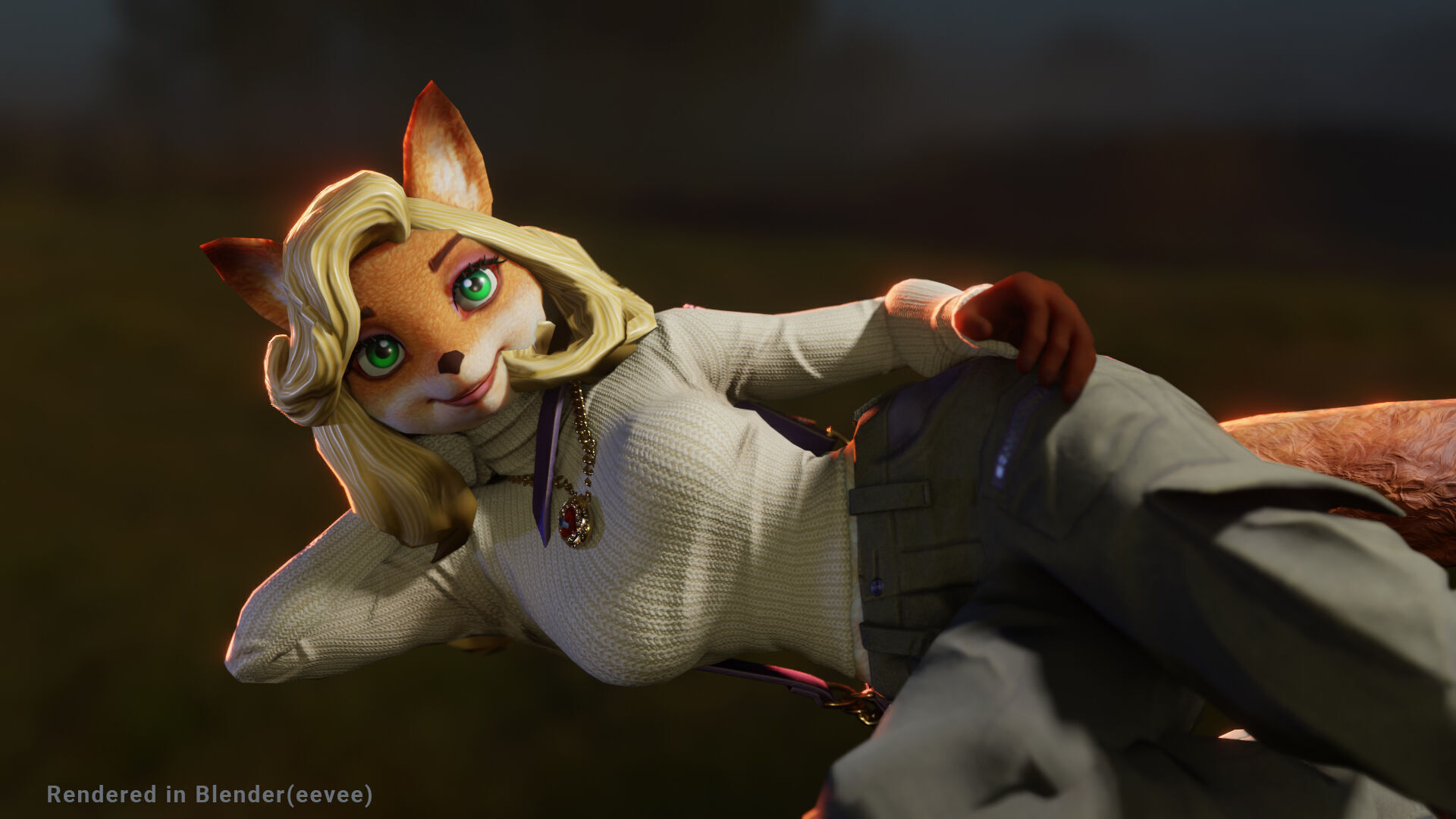 Fox girl Low-poly 3D model_1