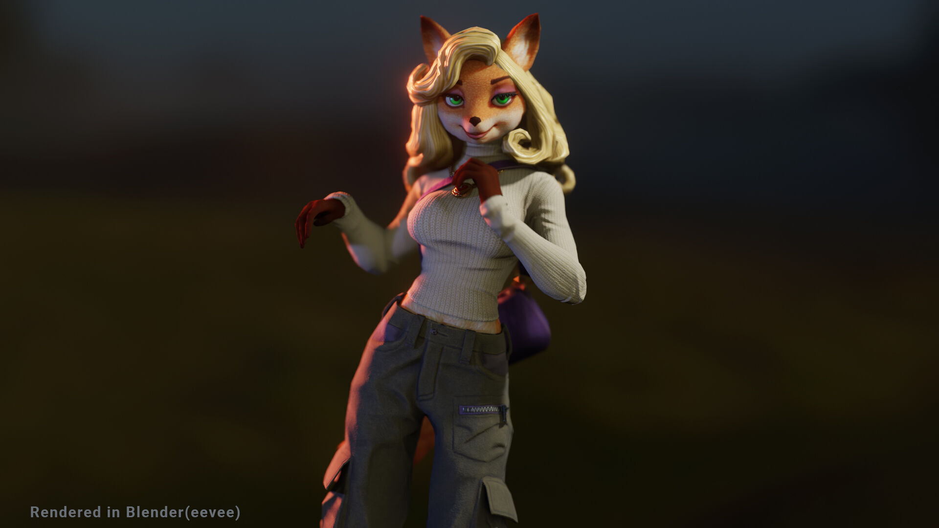 Fox girl Low-poly 3D model_2