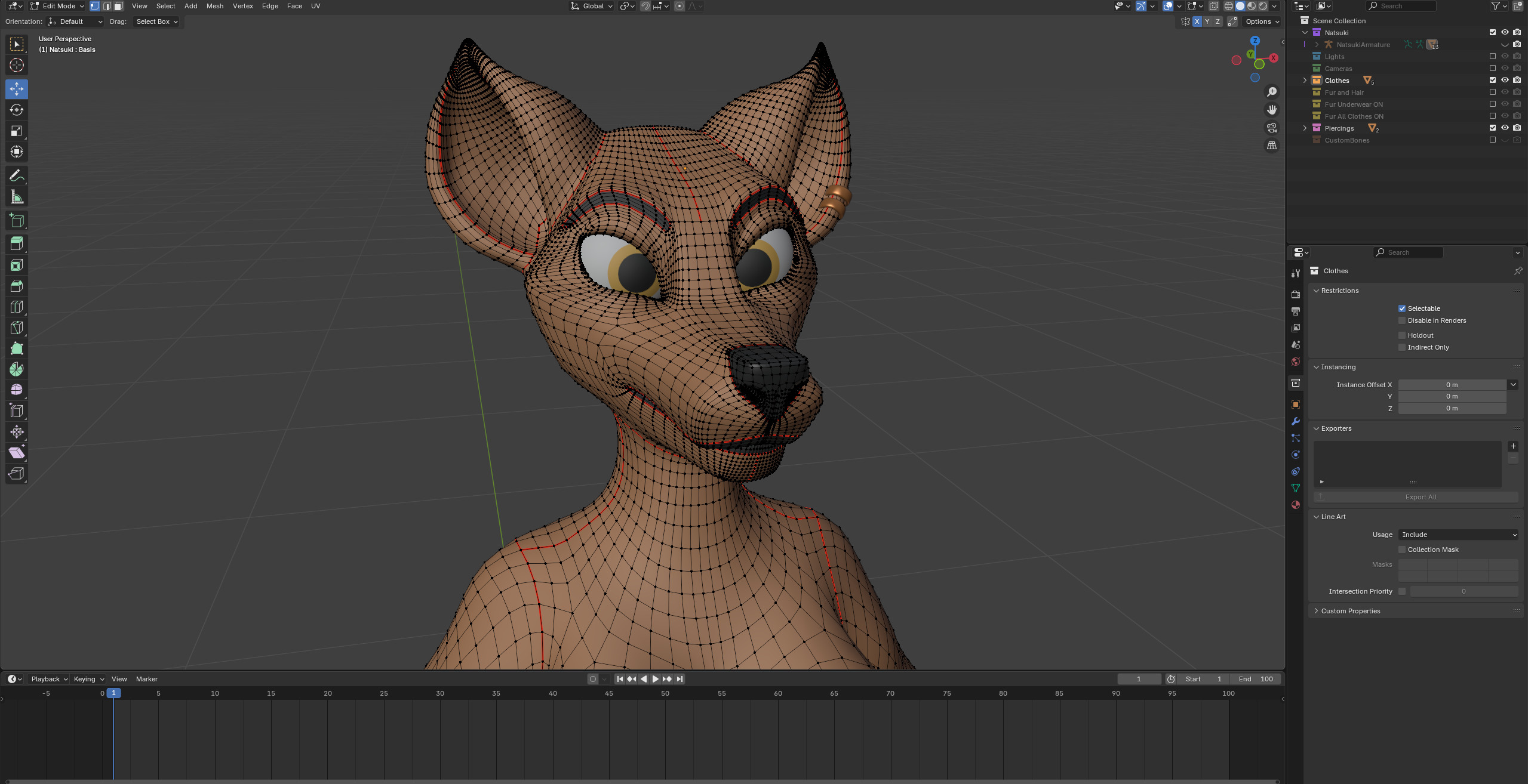 Natsuki Anthro Fox Low-poly 3D model_67