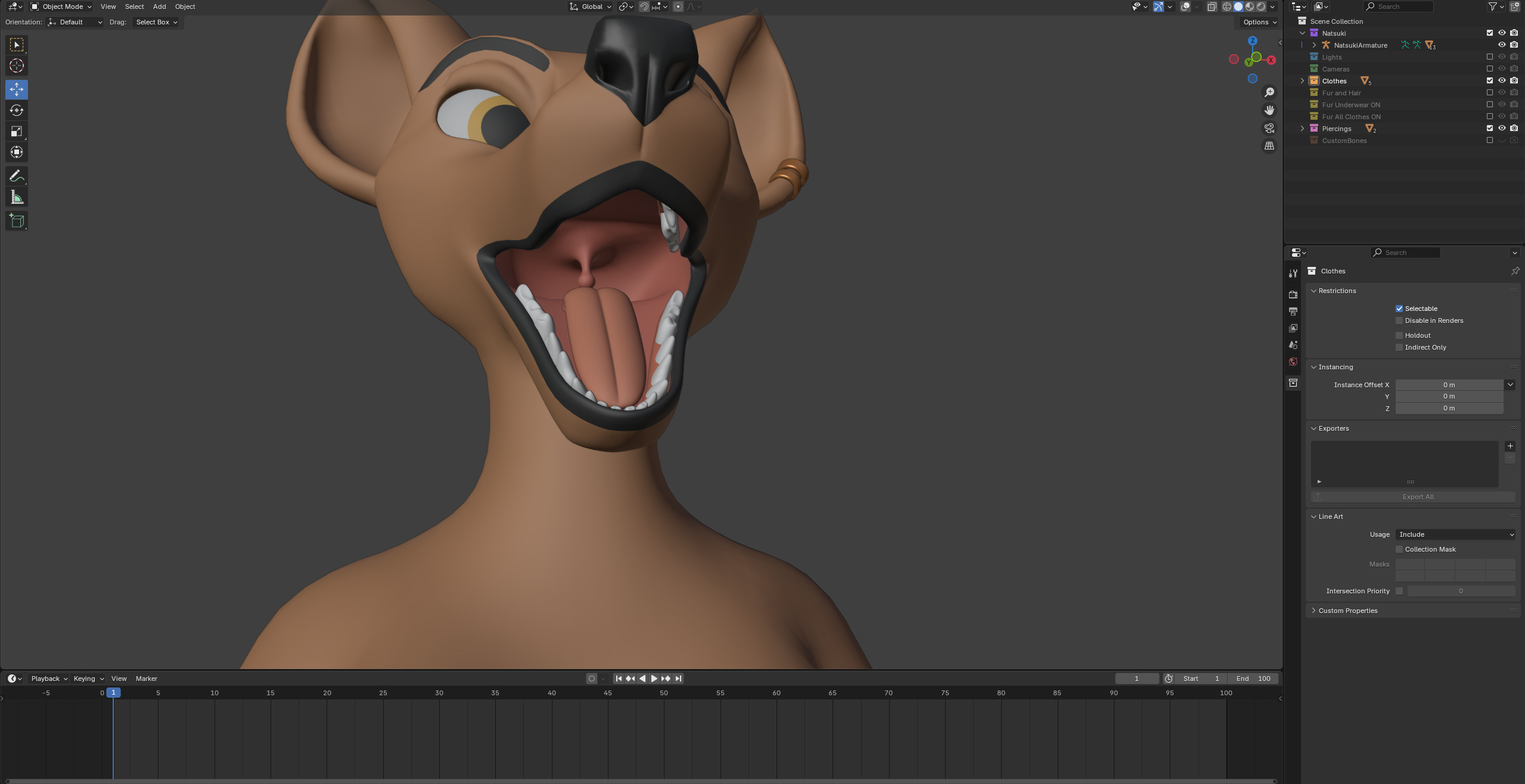 Natsuki Anthro Fox Low-poly 3D model_81