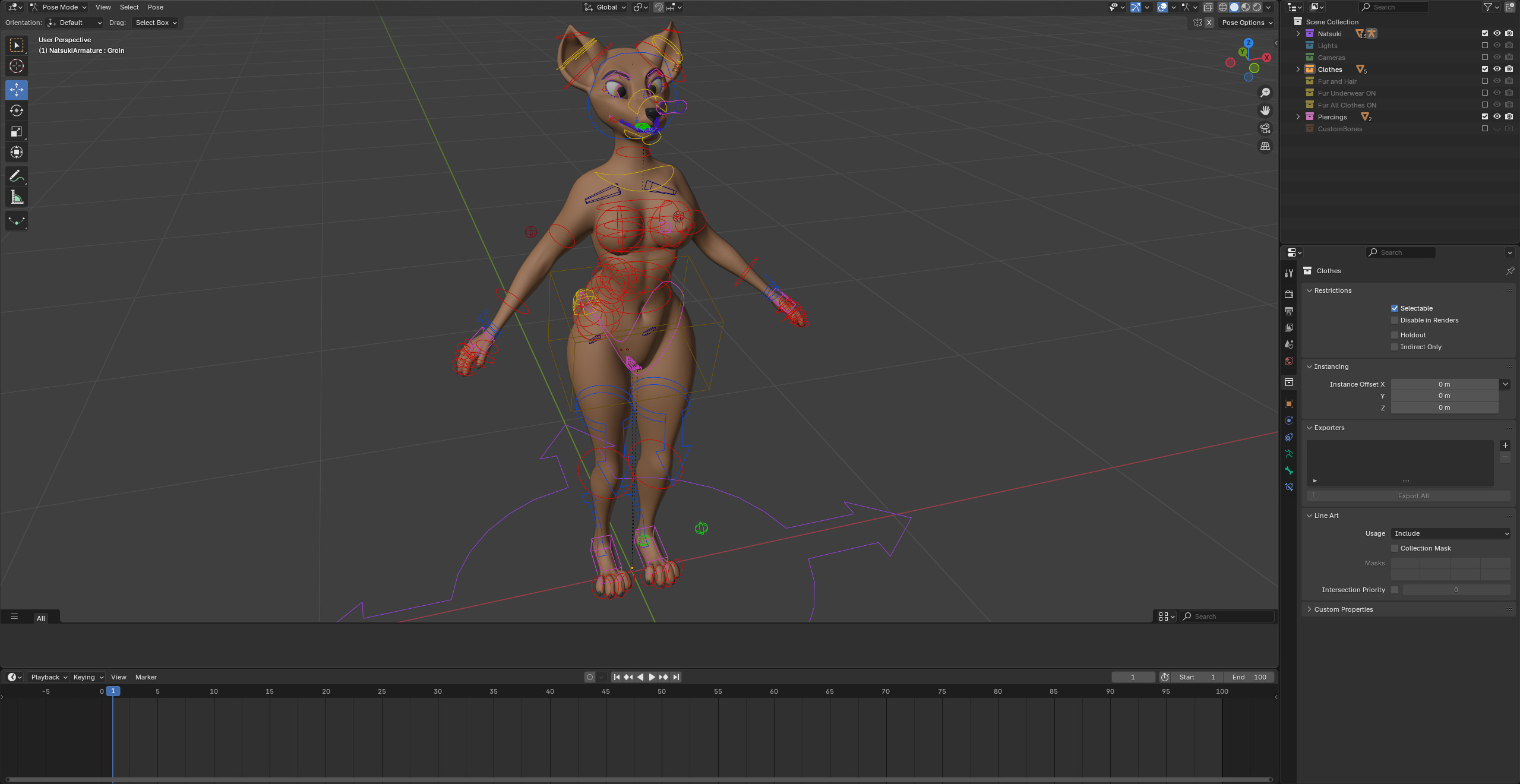 Natsuki Anthro Fox Low-poly 3D model_52