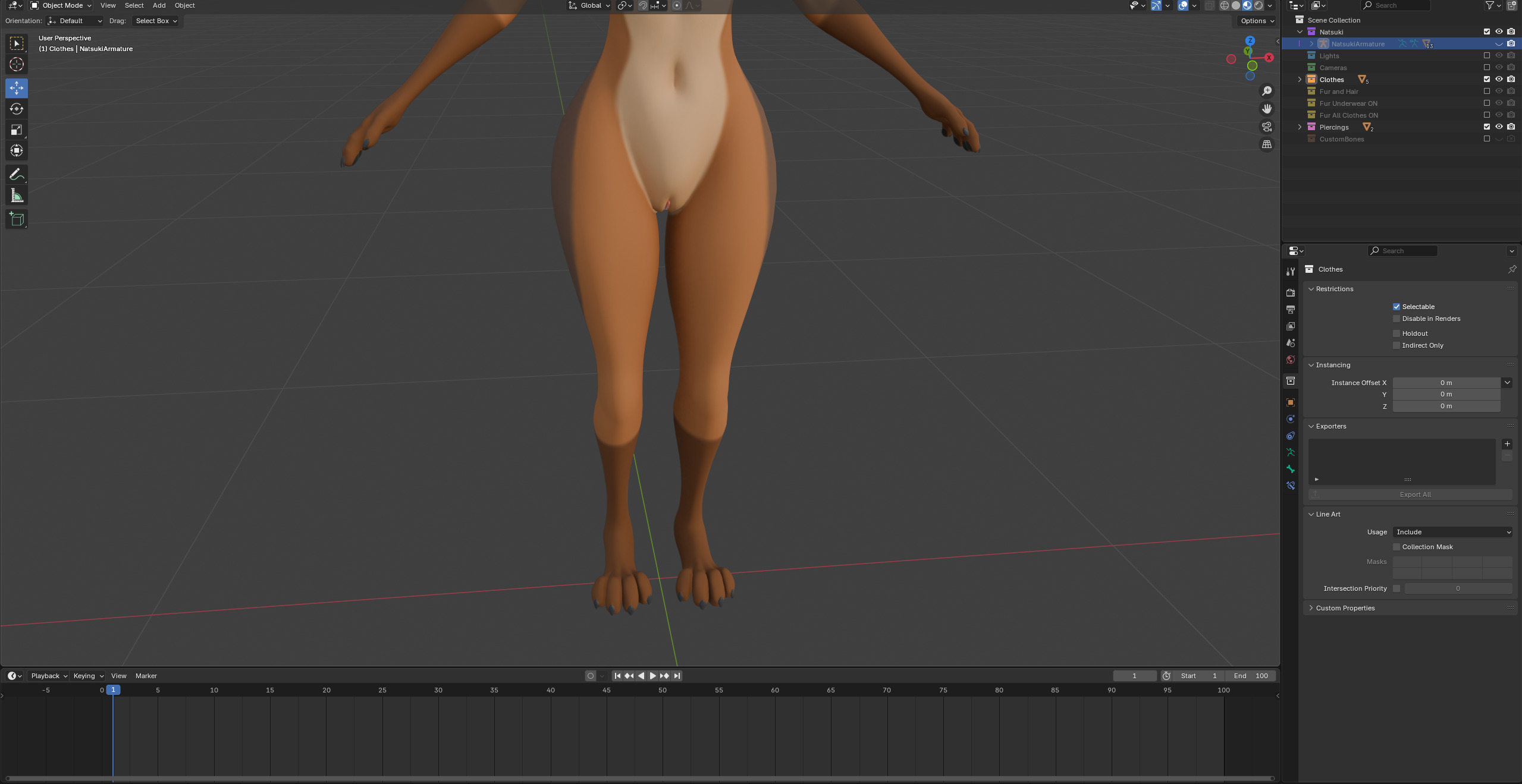 Natsuki Anthro Fox Low-poly 3D model_63