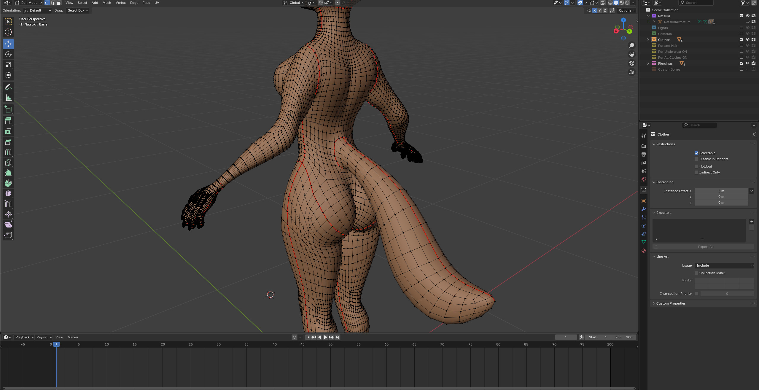 Natsuki Anthro Fox Low-poly 3D model_70